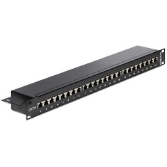 Delock 24 portos Cat.6 fekete 19" RJ45 Patch Panel