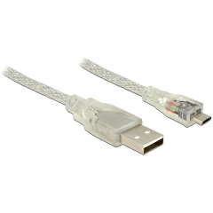 Delock USB-A 2.0 -> USB-B 2.0 micro M/M adatkábel 1m átlátszó