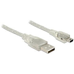 Delock USB-A 2.0 -> USB-B 2.0 mini M/M adatkábel 1m átlátszó