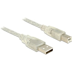 Delock USB-A 2.0 -> USB-B 2.0 M/M adatkábel 1m átlátszó