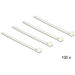 Delock 150x7,2mm kioldható kábelkötegelő fehér 100db