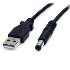 StarTech USB-A 2.0 -> DC 5.5 x 2.1mm M/M tápkábel 0.9m fekete