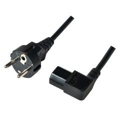 LogiLink 230V villásdugó CEE 7/7 -> C13 M/F tápkábel 3m fekete egyenes/90°