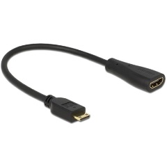 Delock HDMI mini C Ethernet -> HDMI M/F adapter 0.23m fekete