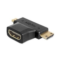 Delock HDMI micro D HDMI mini C -> HDMI M/F adapter fekete