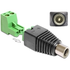 Delock DC 5,5x2,1mm -> Terminal block 2pin F/F adapter fekete