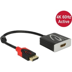 Delock DisplayPort 1.2 -> HDMI M/F aktív adapter 0.2m fekete