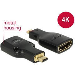 Delock HDMI micro D Ethernet -> HDMI M/F adapter 4k fekete