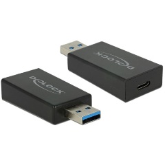 Delock USB-A 3.2 Gen2 -> USB-C M/F adapter fekete