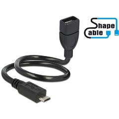 Delock USB-B 2.0 micro -> USB-A 2.0 M/F adatkábel 0.35m fekete ShapeCable