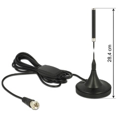 DELOCK DAB+ antenna F dugó 21 dBi aktív mindenirányú mágneses talpú fix - fekete