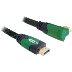 Delock HDMI 1.4 M/M video jelkábel 2m fekete-zöld 4K, egyenes/90°