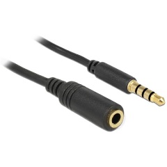 Delock Jack stereo 3,5mm (4pin) M/F audio kábel hosszabbító 5m fekete