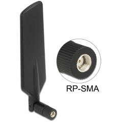 DELOCK LTE WLAN kétsávos antenna RP-SMA 1 ~ 4 dBi mindenirányú - forgatható, hajlítható fekete