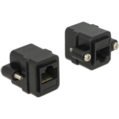 Delock RJ45 CAT6 UTP F/F adapter fekete panel mount