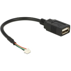 Delock USB-A Pinheader 4pin -> USB-A 2.0 F/F adatkábel 0.15m fekete