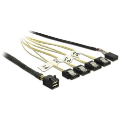 Delock SAS mini SFF-8643 -> 4db SATA F/F adatkábel 1m + sideband