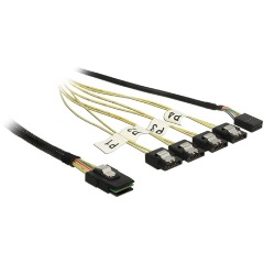 Delock SAS mini SFF-8087 -> 4db SATA F/F adatkábel 0.5m +sideband