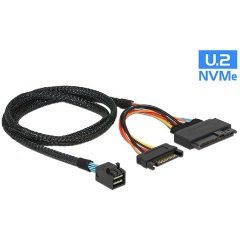 Delock SAS mini SFF-8643 -> SAS SFF-8639 SATA Power F/F adatkábel 0.75m