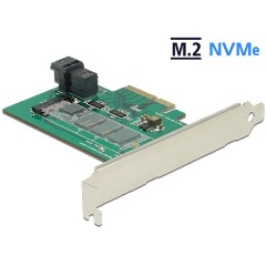 Delock PCI Express-kártya > 1 x belso NVMe M.2 PCIe / 1 x belso SFF-8643 NVMe – alacsony profilú for