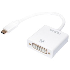 LogiLink USB-C 3.1 Gen1 -> DVI-I M/F adapter 0.14m fehér