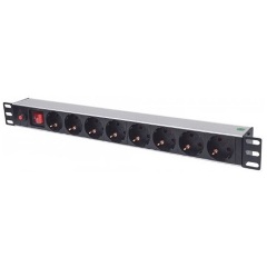 INTELLINET PDU 8x SCHUKO 19" 1U 3m kapcsolós Fekete
