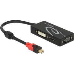 Delock Displayport mini 1.2 -> VGA HDMI DVI M/F adapter fekete 4K passzív