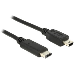 Delock USB-C -> USB-B 2.0 mini M/M adatkábel 0.5m fekete