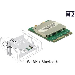 Delock Modul, M.2 aljzat A+E nyílással, csatlakozódugó > WLAN 11ac/a/b/g/n + Bluetooth 4.0