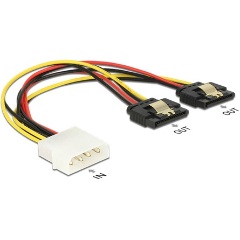 Delock Molex Power 4pin -> 2db SATA Power 15pin M/F adapter 0.2m