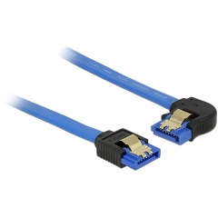 Delock SATA 3 F/F adatkábel 0.2m kék egyenes/90° bal