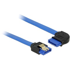Delock SATA 3 F/F adatkábel 0.2m kék egyenes/90° jobb