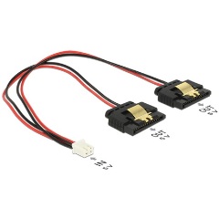 Delock Pinheader 2pin -> 2db SATA Power 15pin F/F tápkábel 0.2m 5V