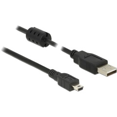 Delock USB-A 2.0 -> USB-B 2.0 mini M/M adatkábel 3m fekete