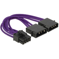 Delock Molex Power 4pin -> Power 8pin M/F tápkábel 0.15m lila