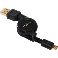 LogiLink USB-A 2.0 -> USB-B 2.0 micro M/M adatkábel 0.75m fekete Extensible