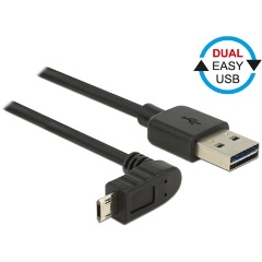 Delock Easy-USB A -> EasyUSB micro-B M/M adatkábel 0.5m fekete egyenes/90°