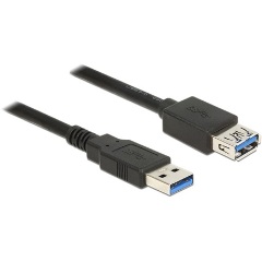 Delock USB-A 3.0 - USB-A 3.0 M/F adatkábel hosszabbító 0.5m fekete