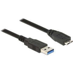 Delock USB-A 3.0 -> USB-B 3.0 micro M/F adatkábel 0.5m fekete