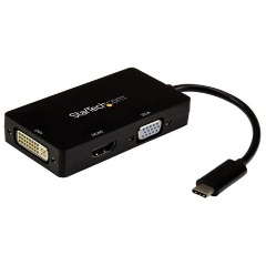 StarTech USB-C / Thunderbolt -> VGA DVI-I HDMI adapter 0.15m fekete DP Alt Mode