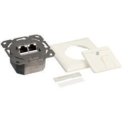 LogiLink Outlet Cat.6A Wall Outlet UP 2xRJ45 STP, horizontal type, pure white