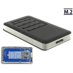 Delock Külso ház M.2 B kulcsmodul 42 mm SSD-hez > USB 3.0 Micro B-típusú anya titkosítás funkcióval