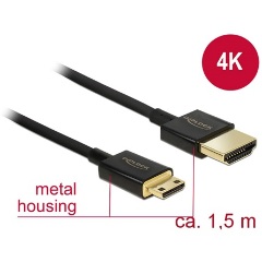 Delock HDMI 1.4 -> HDMI mini C M/M video jelkábel 1.5m fekete