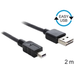 Delock Easy-USB A -> USB-B 2.0 mini M/M adatkábel 3m fekete