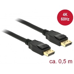 Delock DisplayPort 1.2 M/M video jelkábel 0.5m fekete