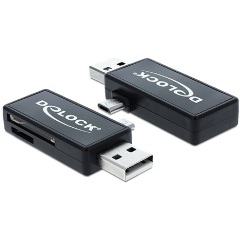 Delock USB 2.0 SD/MicroSD kártyaolvasó fekete OTG