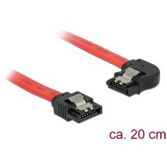 Delock SATA 3 F/F adatkábel 0.2m piros egyenes/90° bal