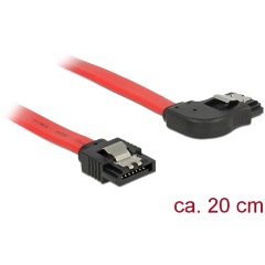 Delock SATA 3 F/F adatkábel 0.2m piros egyenes/90° jobb