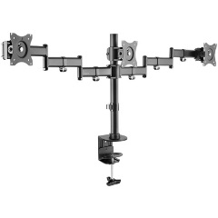 LogiLink Triple monitor desk mount, tilt -45/+45, swivel -45/+45, level adjustment 360,13–27“ max8kg