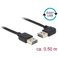 Delock Easy-USB A - Easy-USB M/M adatkábel 0.5m fekete egyenes/90°